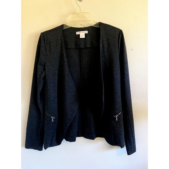 Peyton Jensen Heathered Charcoal Gray Open Front Jacket Cardigan Womens Small - Picture 1 of 4